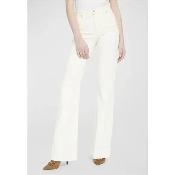 NWT 298 Veronica Beard Crosbie Cord Wide Leg Pants Jean Ecru Sz 27 NWT 298